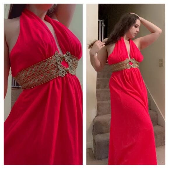 70s Mike Benet halter gown red - Picture 2 of 8